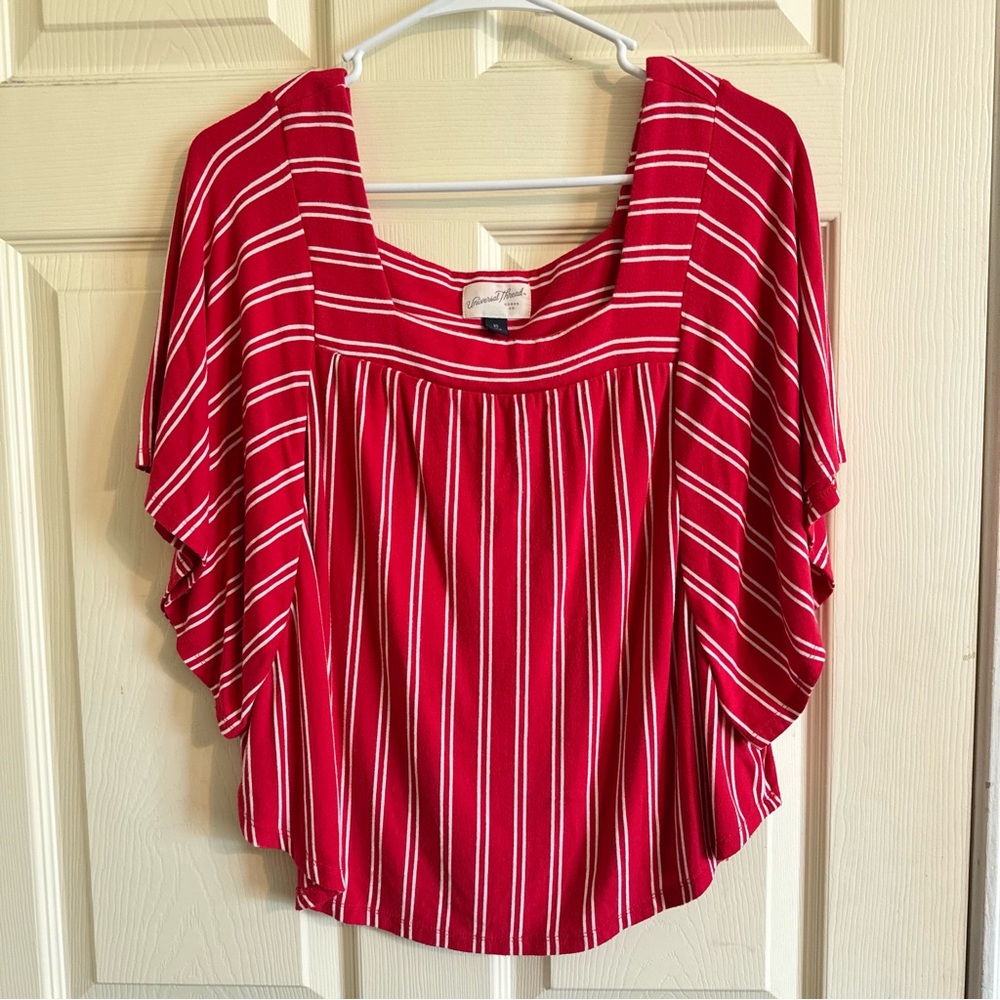 Universal Thread Red and White Striped Blouse